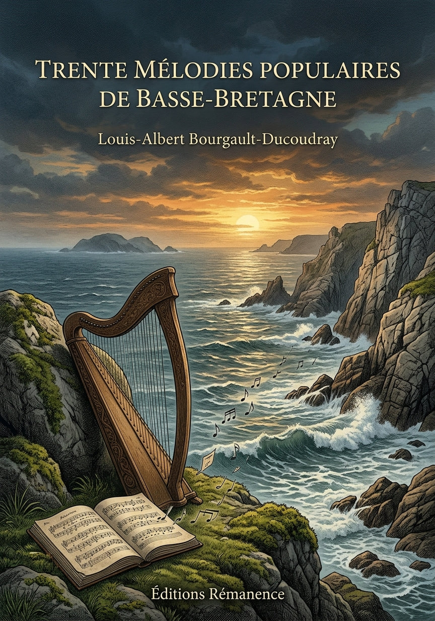 Livre Trente mélodies populaires de Basse-Bretagne par Louis-Albert Bourgault-Ducoudray - Couverture - Editions Remanence