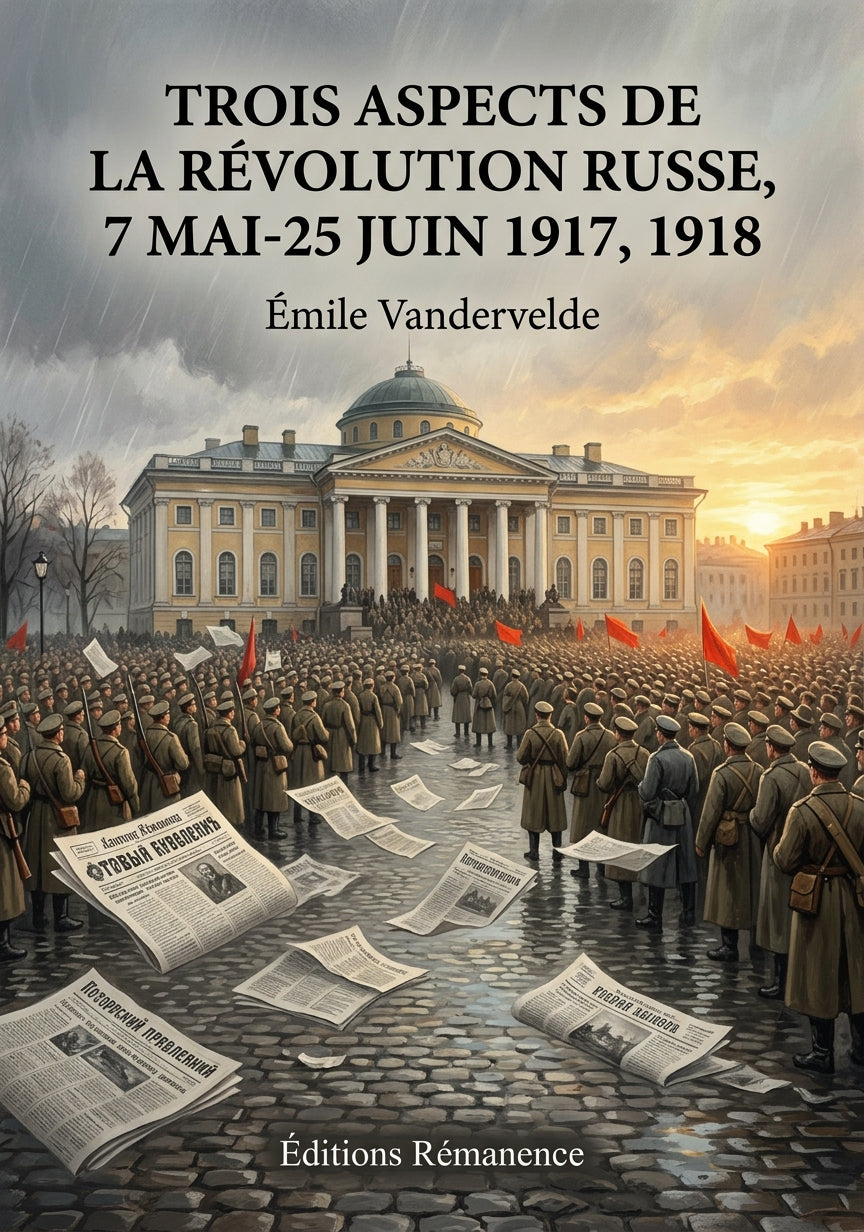 Livre Trois Aspects de la Révolution russe, 7 mai-25 juin 1917, 1918 par Émile Vandervelde - Couverture - Editions Remanence