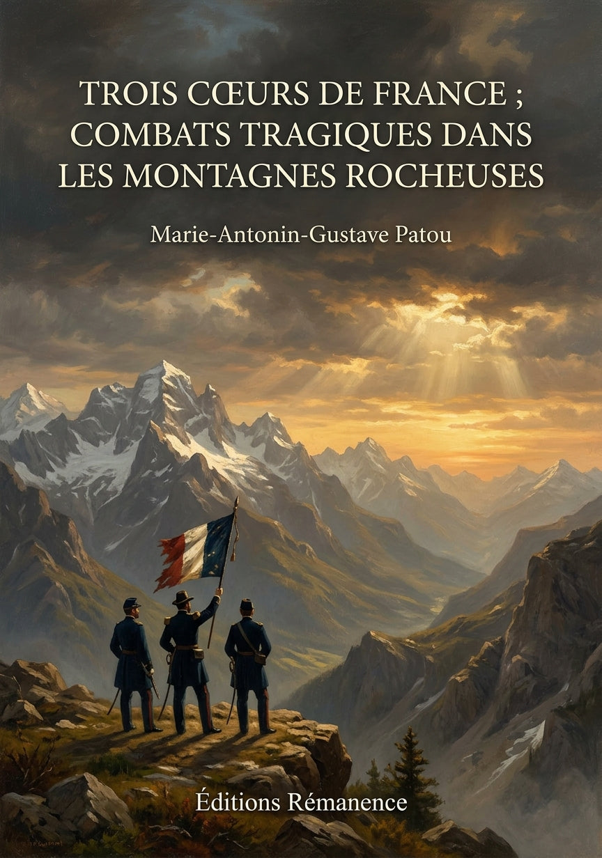 Livre Trois cœurs de France ; Combats tragiques dans les montagnes Rocheuses par Marie-Antonin-Gustave Patou - Couverture - Editions Remanence
