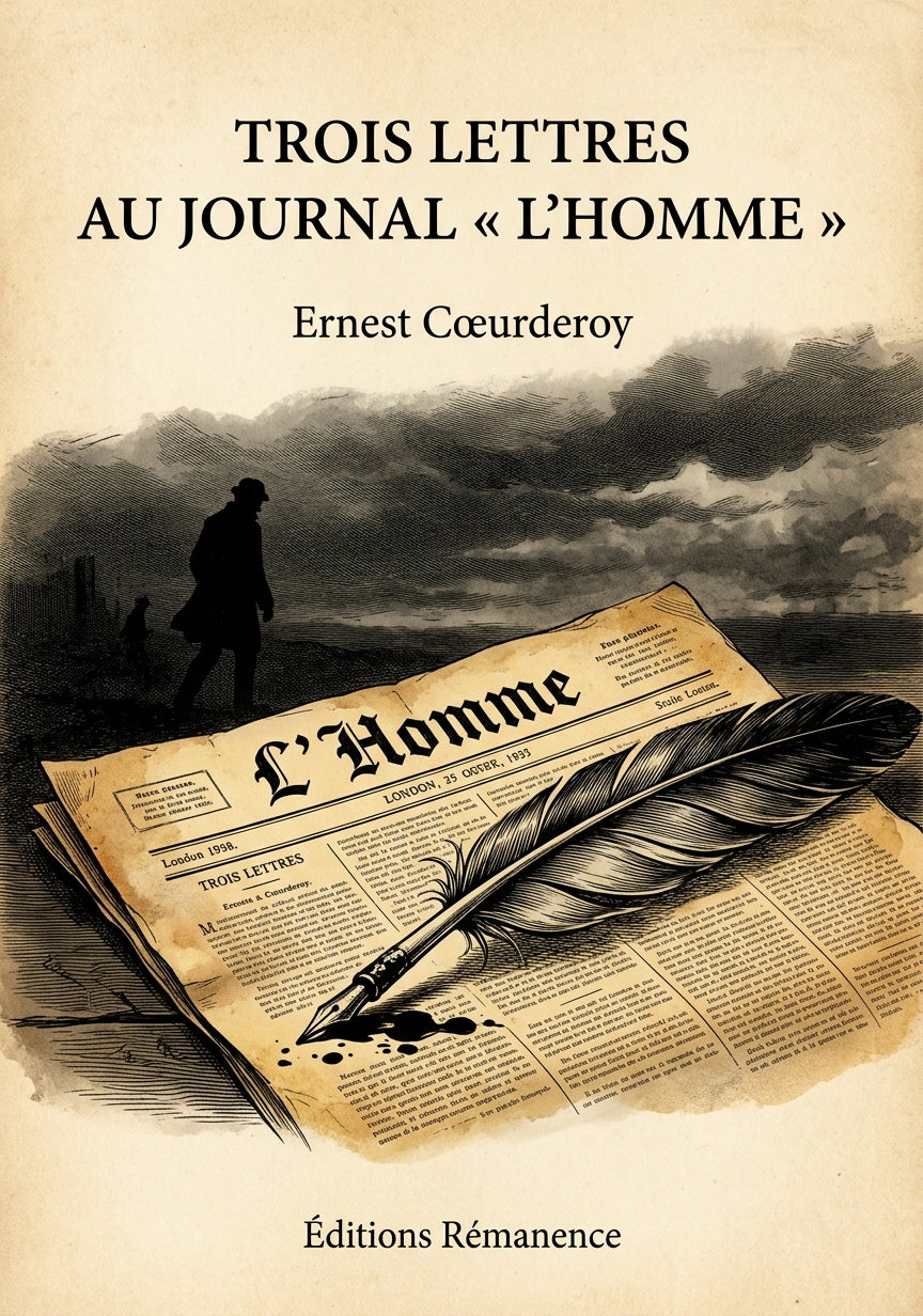 Livre Trois lettres au journal « L’Homme » par Ernest Cœurderoy - Couverture - Editions Remanence