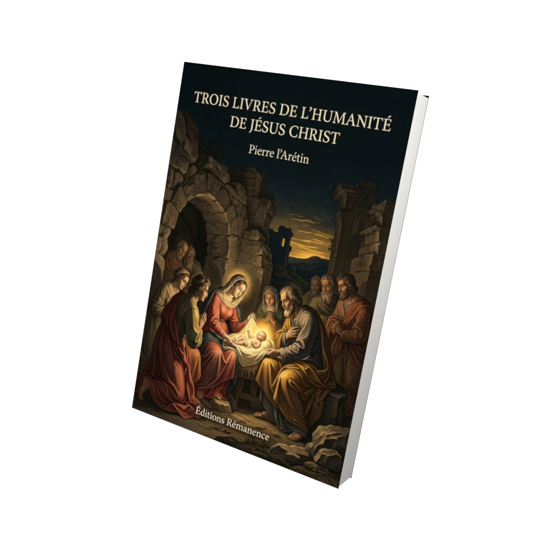 Livre Trois livres de l’Humanité de Jésus Christ par Pierre l’Arétin - Vue 3D - Editions Remanence
