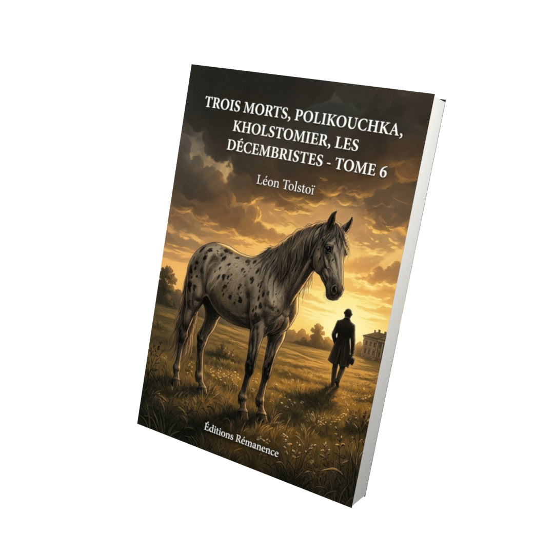 Livre Trois Morts, Polikouchka, Kholstomier, Les Décembristes - Tome 6 par Léon Tolstoï - Vue 3D - Editions Remanence