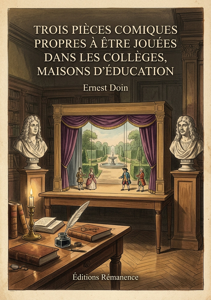Livre Trois pièces comiques propres à être jouées dans les collèges, maisons d’éducation par Ernest Doin - Couverture - Editions Remanence