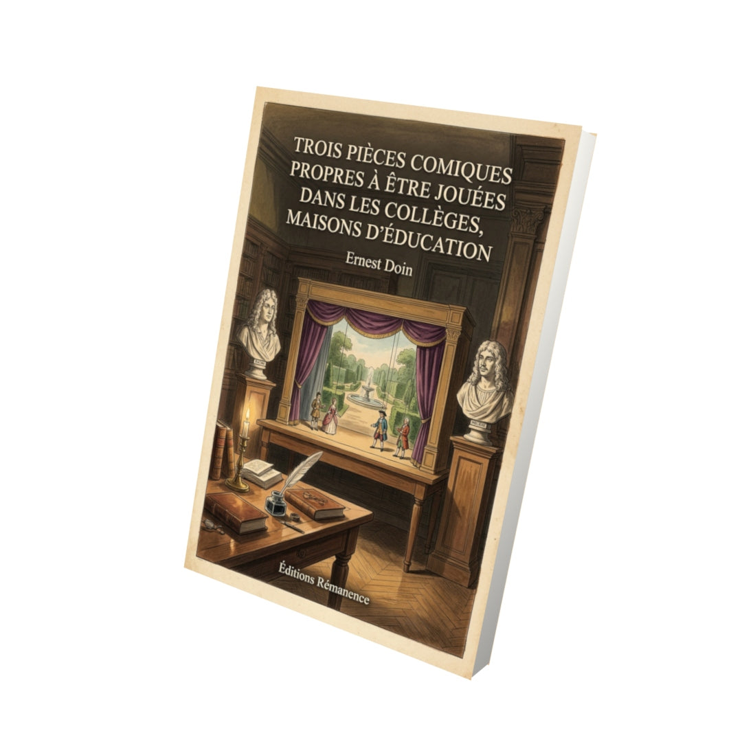 Livre Trois pièces comiques propres à être jouées dans les collèges, maisons d’éducation par Ernest Doin - Vue 3D - Editions Remanence