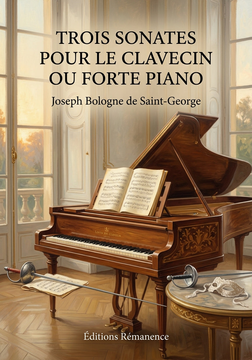 Livre Trois sonates pour le clavecin ou forte piano par Joseph Bologne de Saint-George - Couverture - Editions Remanence