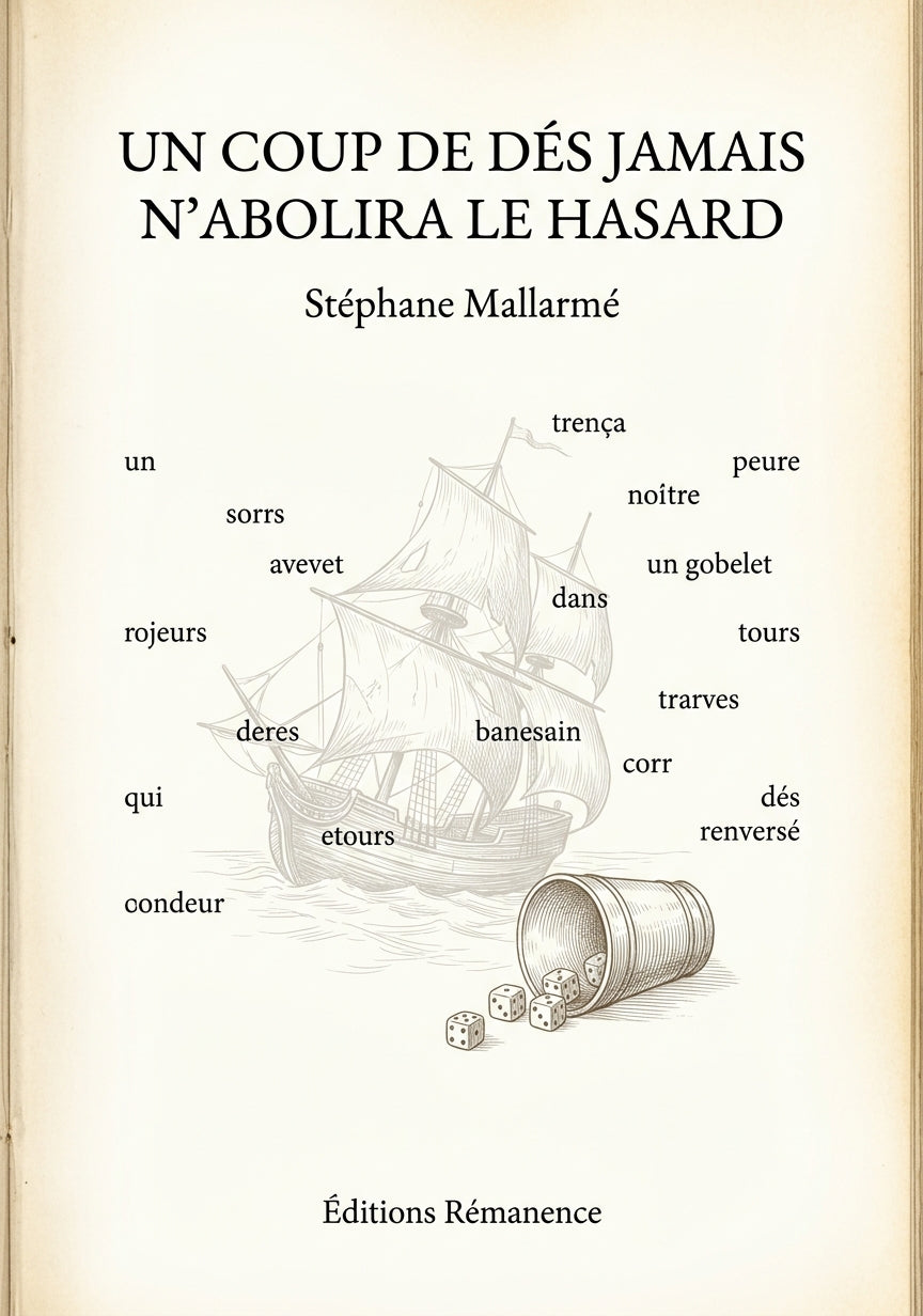 Livre Un coup de dés jamais n’abolira le hasard (1897) par Stéphane Mallarmé - Couverture - Editions Remanence
