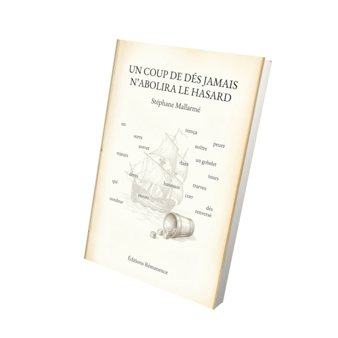 Livre Un coup de dés jamais n’abolira le hasard (1897) par Stéphane Mallarmé - Vue 3D - Editions Remanence