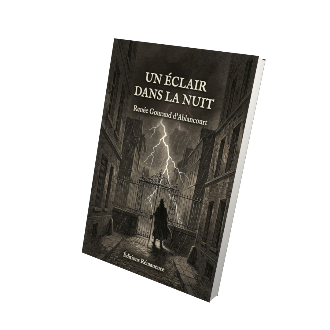 Livre Un éclair dans la nuit par Renée Gouraud d’Ablancourt - Vue 3D - Editions Remanence