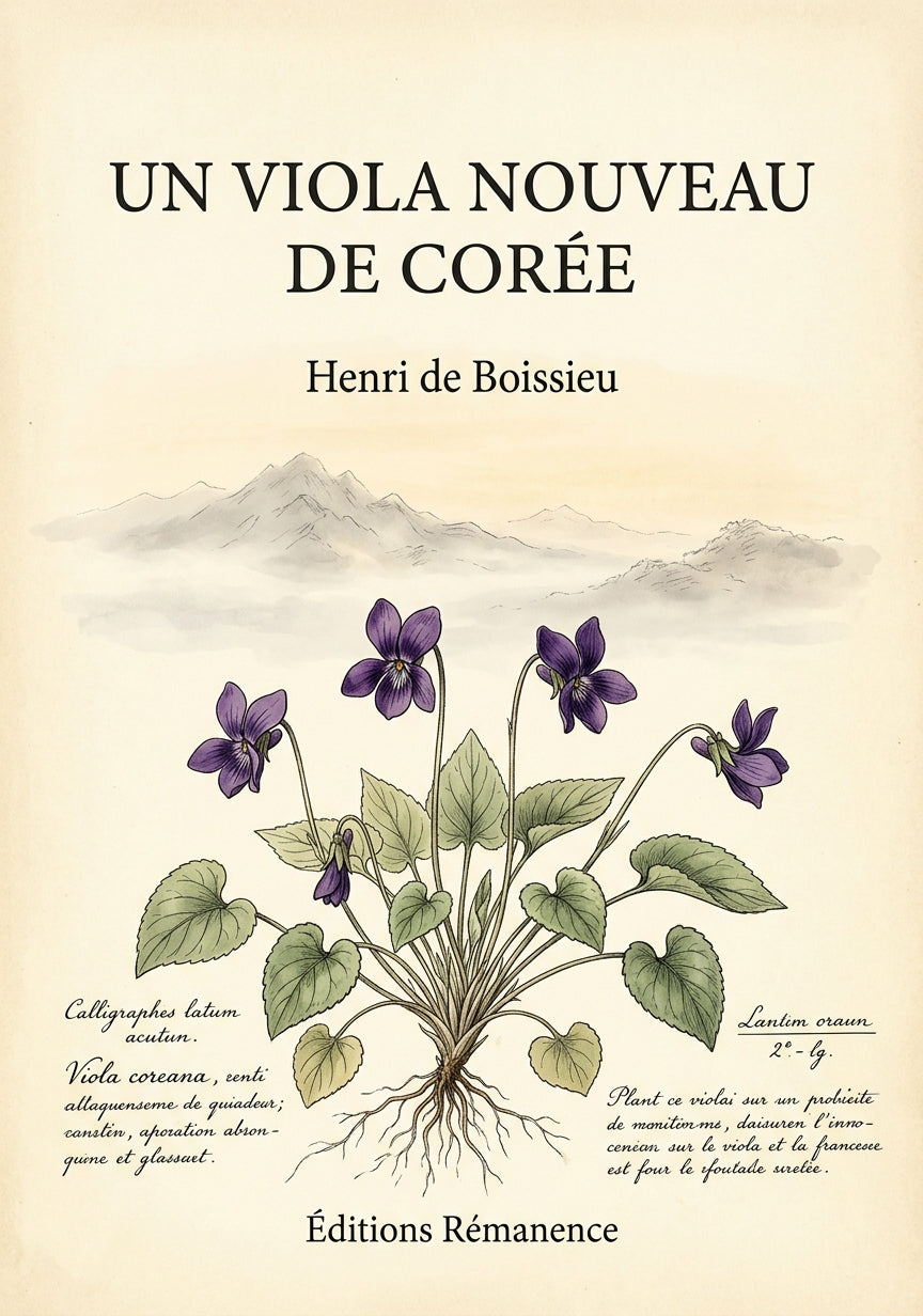 Livre Un Viola nouveau de Corée par Henri de Boissieu - Couverture - Editions Remanence