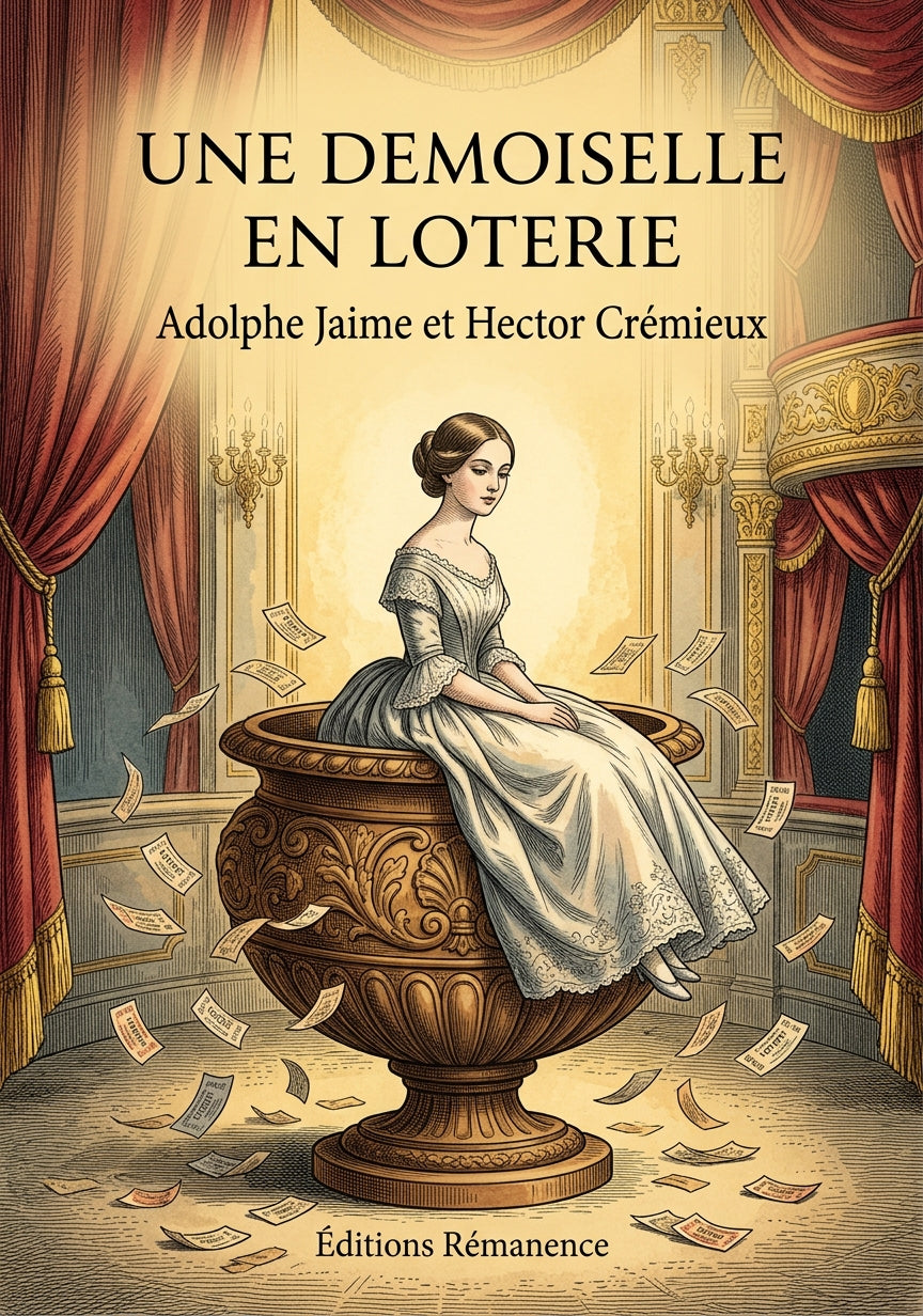 Livre Une demoiselle en loterie par Adolphe Jaime et Hector Crémieux - Couverture - Editions Remanence
