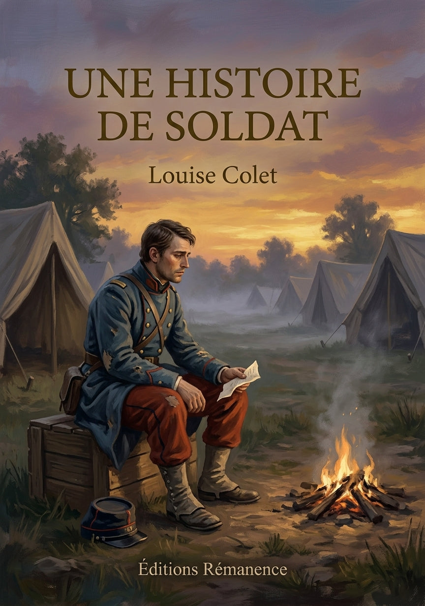 Livre Une histoire de soldat par Louise Colet - Couverture - Editions Remanence
