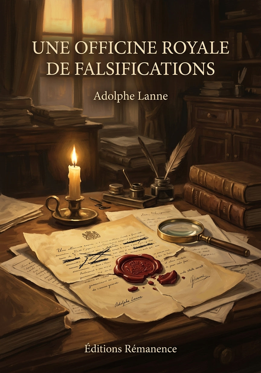 Livre Une officine royale de falsifications par Adolphe Lanne - Couverture - Editions Remanence