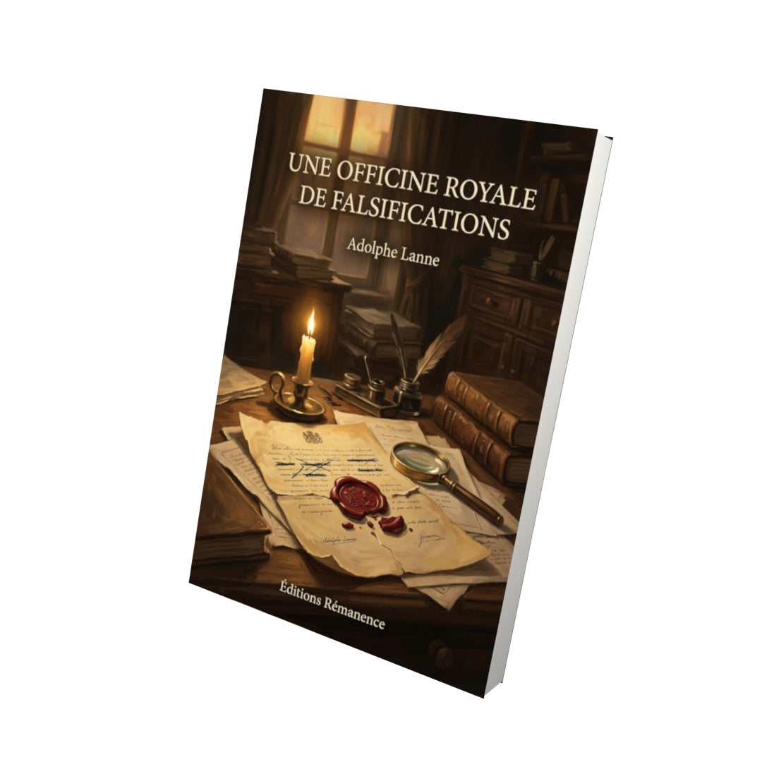 Livre Une officine royale de falsifications par Adolphe Lanne - Vue 3D - Editions Remanence