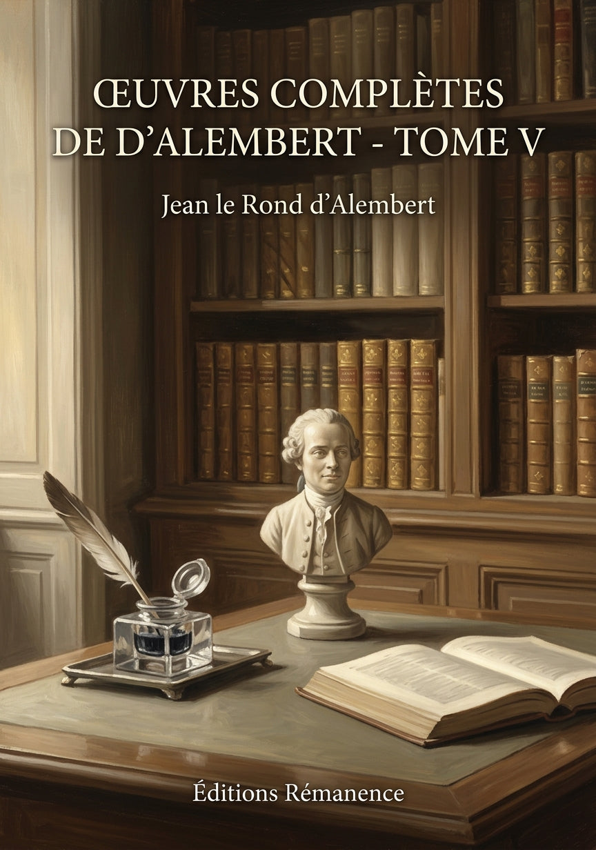 Livre Œuvres complètes de D’Alembert - Tome V par Jean le Rond d’Alembert - Couverture - Editions Remanence