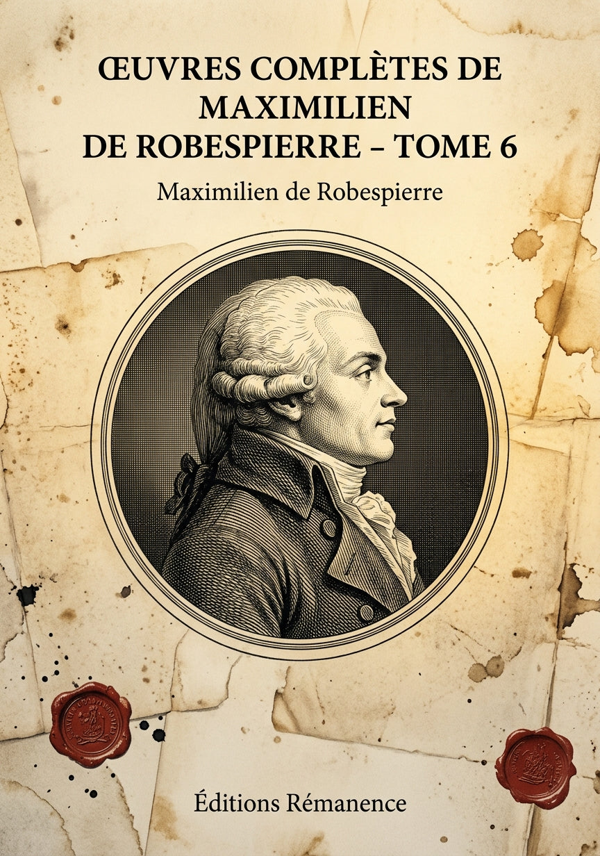 Livre Œuvres complètes de Maximilien de Robespierre - Tome 6 par Maximilien de Robespierre - Couverture - Editions Remanence