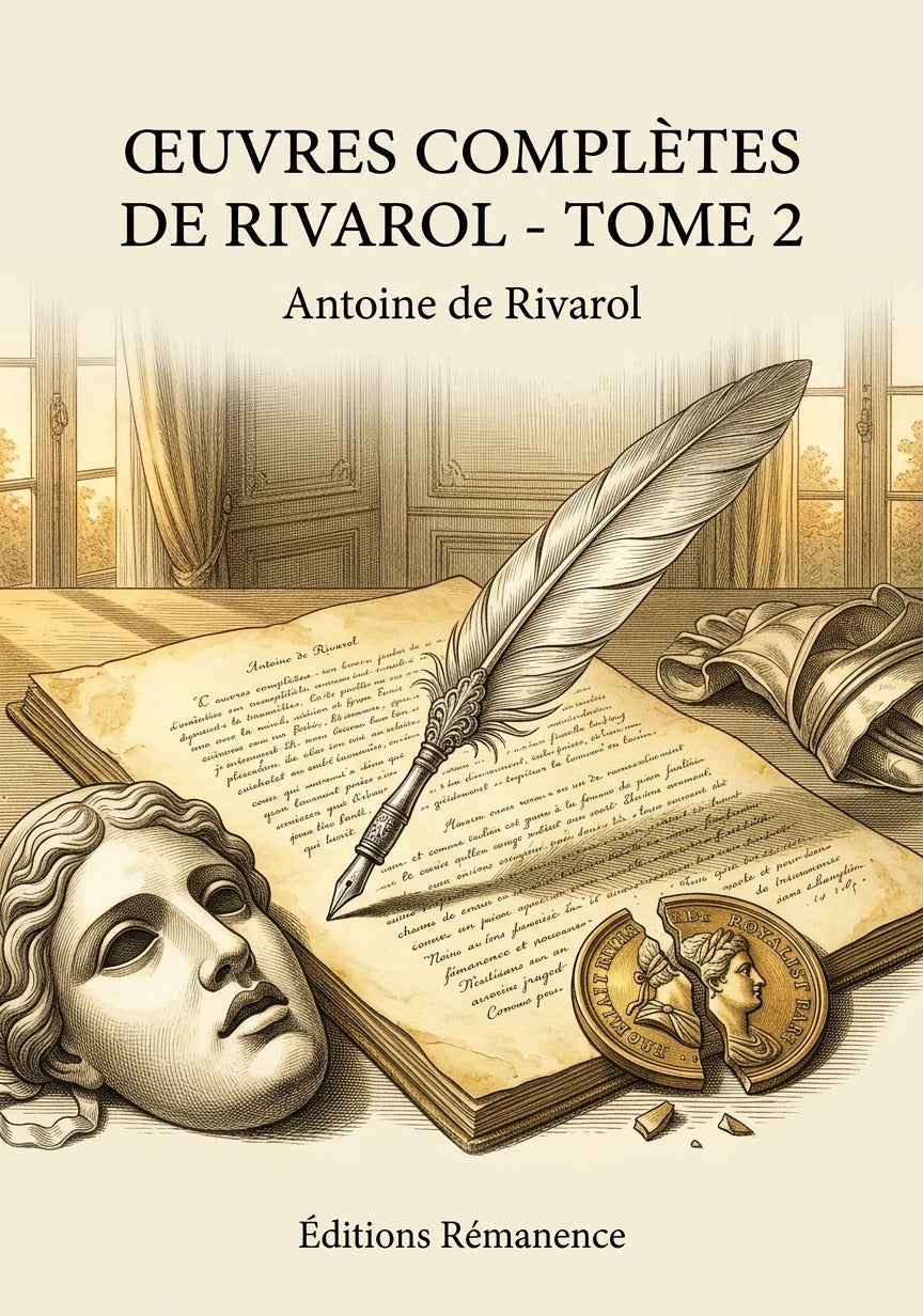 Livre Œuvres complètes de Rivarol - Tome 2 par Antoine de Rivarol - Couverture - Editions Remanence