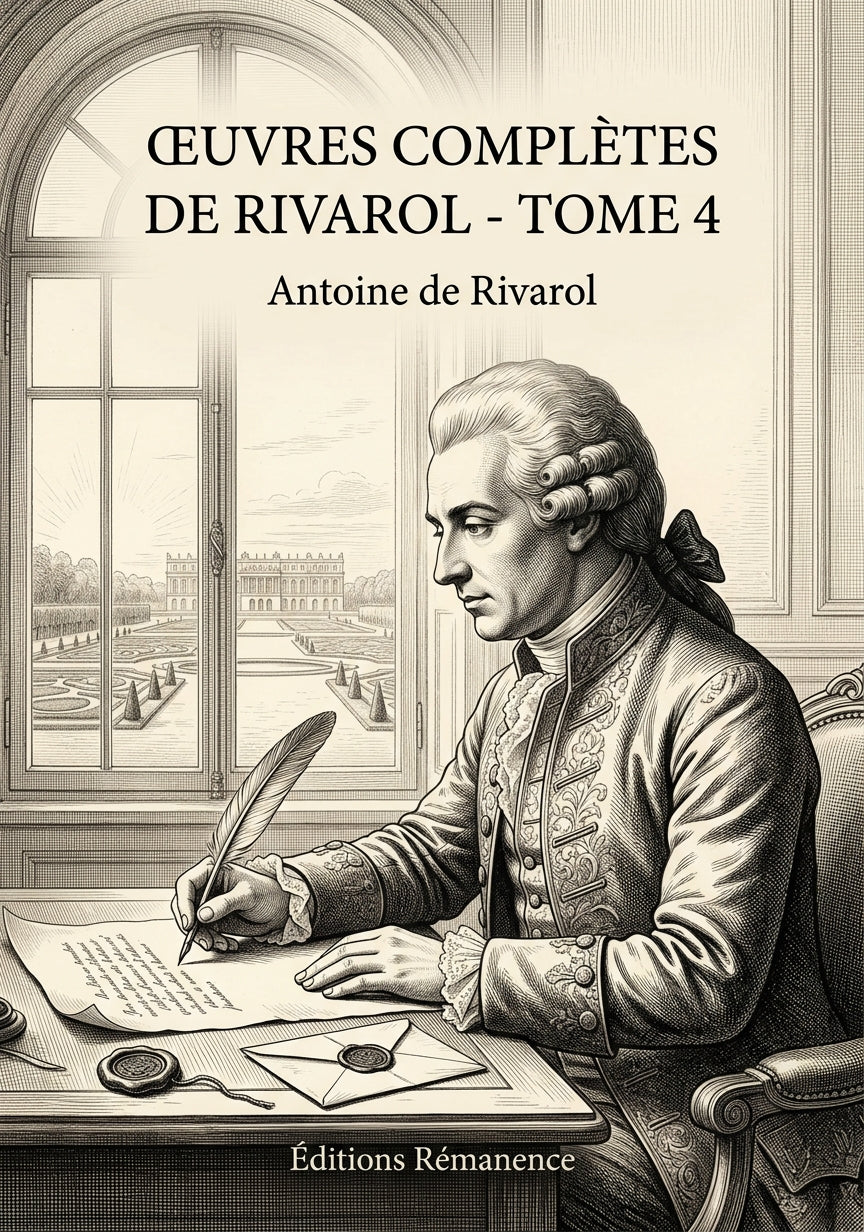 Livre Œuvres complètes de Rivarol - Tome 4 par Antoine de Rivarol - Couverture - Editions Remanence