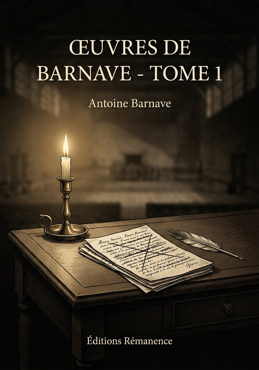 Livre Œuvres de Barnave - Tome 1 par Antoine Barnave - Couverture - Editions Remanence