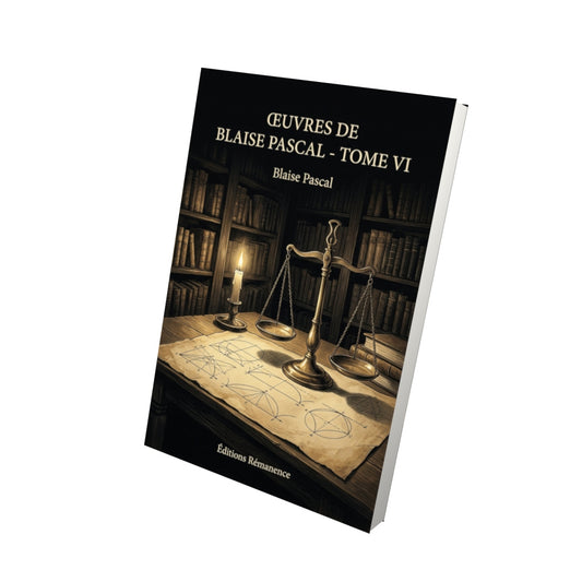Livre Œuvres de Blaise Pascal - Tome VI par Blaise Pascal - Vue 3D - Editions Remanence
