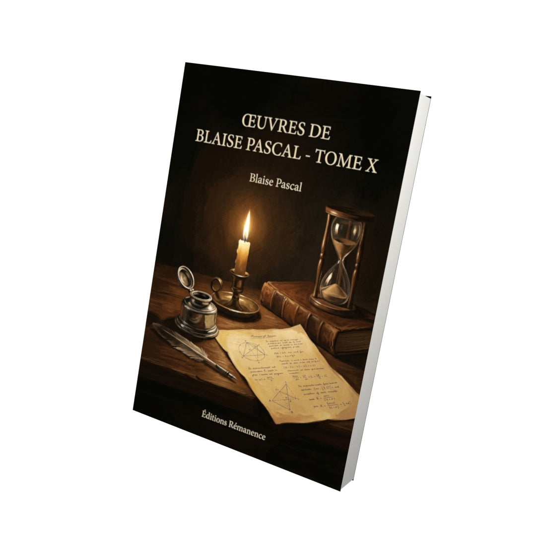 Livre Œuvres de Blaise Pascal - Tome X par Blaise Pascal - Vue 3D - Editions Remanence
