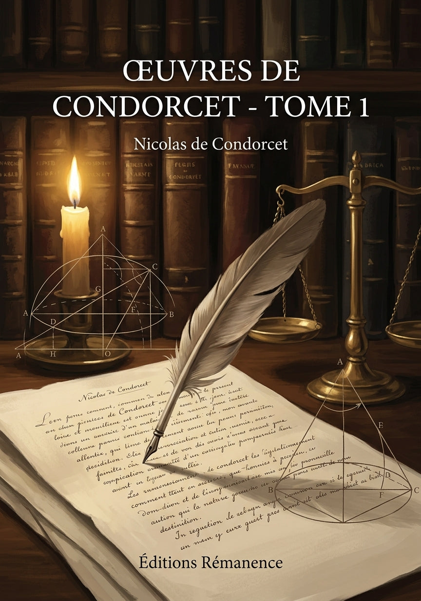 Livre Œuvres de Condorcet - Tome 1 par Nicolas de Condorcet - Couverture - Editions Remanence