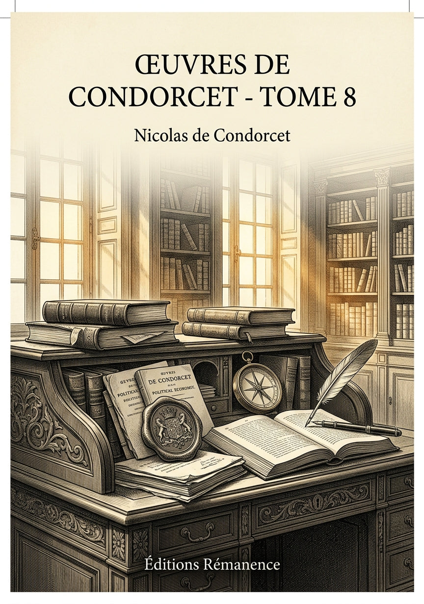 Livre Œuvres de Condorcet - Tome 8 par Nicolas de Condorcet - Couverture - Editions Remanence