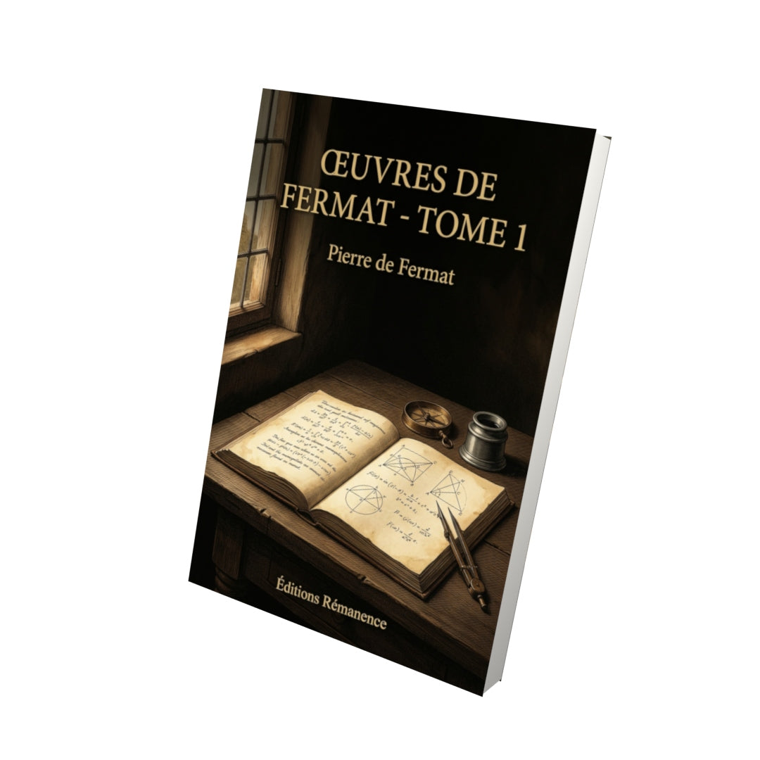 Livre Œuvres de Fermat - Tome 1 par Pierre de Fermat - Vue 3D - Editions Remanence