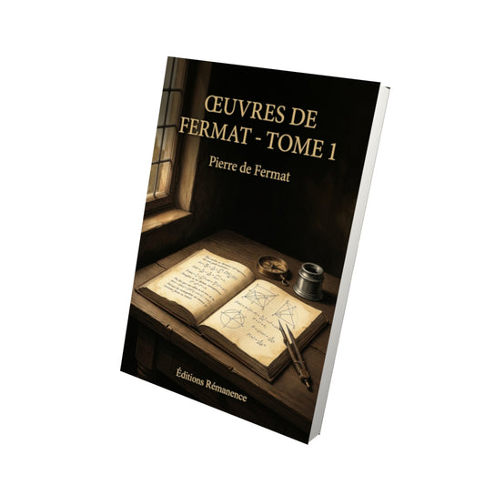 Livre Œuvres de Fermat - Tome 1 par Pierre de Fermat - Vue 3D - Editions Remanence