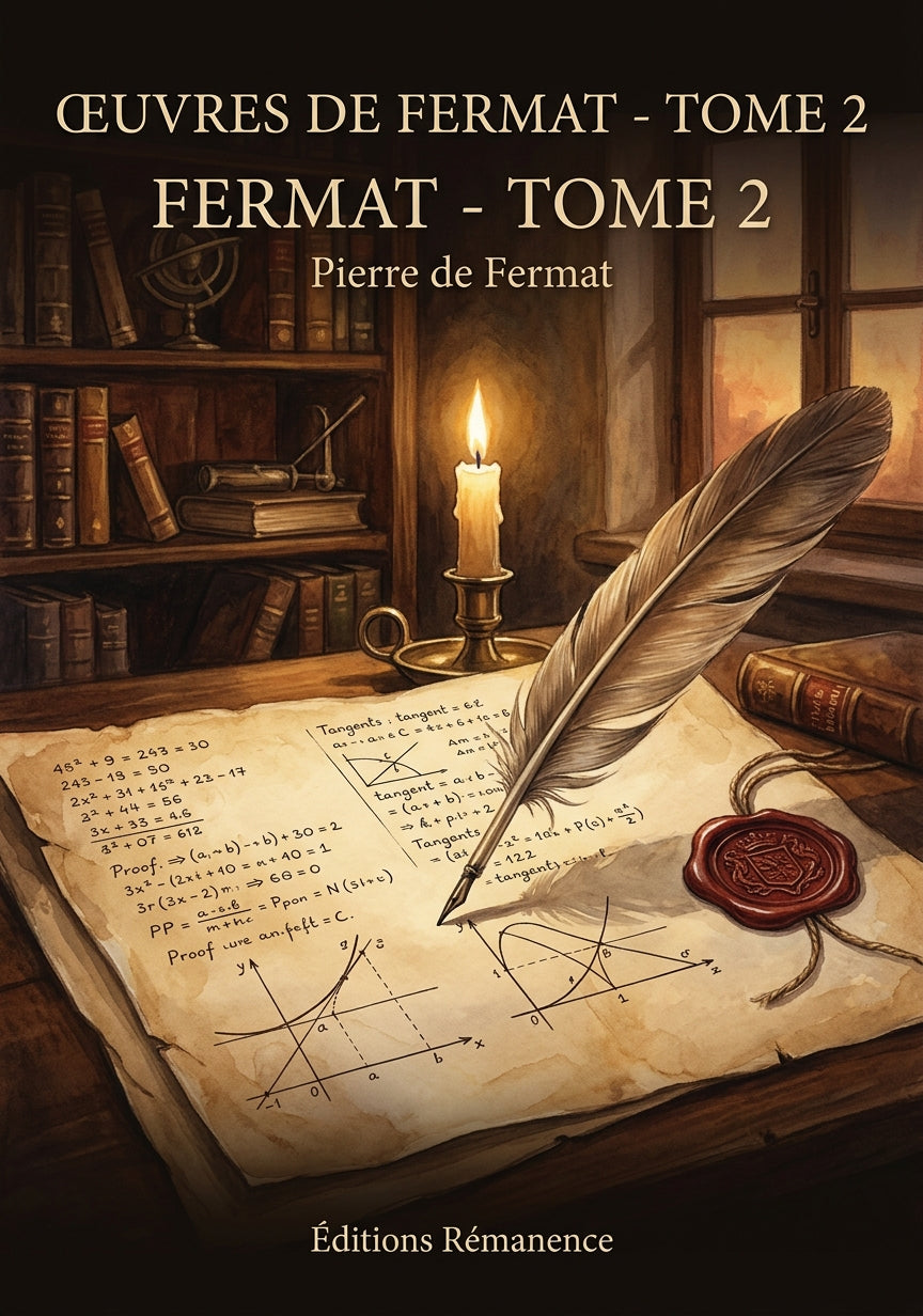 Livre Œuvres de Fermat - Tome 2 par Pierre de Fermat - Couverture - Editions Remanence