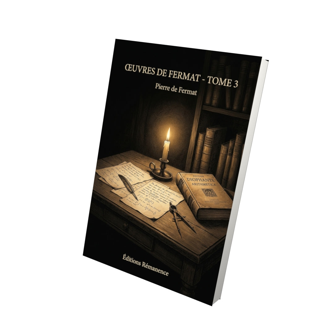 Livre Œuvres de Fermat - Tome 3 par Pierre de Fermat - Vue 3D - Editions Remanence