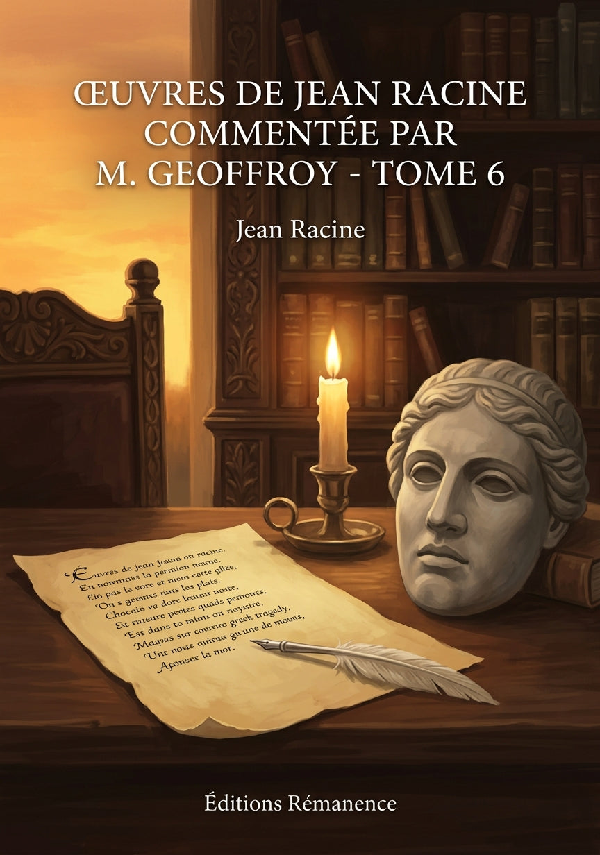 Livre Œuvres de Jean Racine commentée par M. Geoffroy - Tome 6 par Jean Racine - Couverture - Editions Remanence