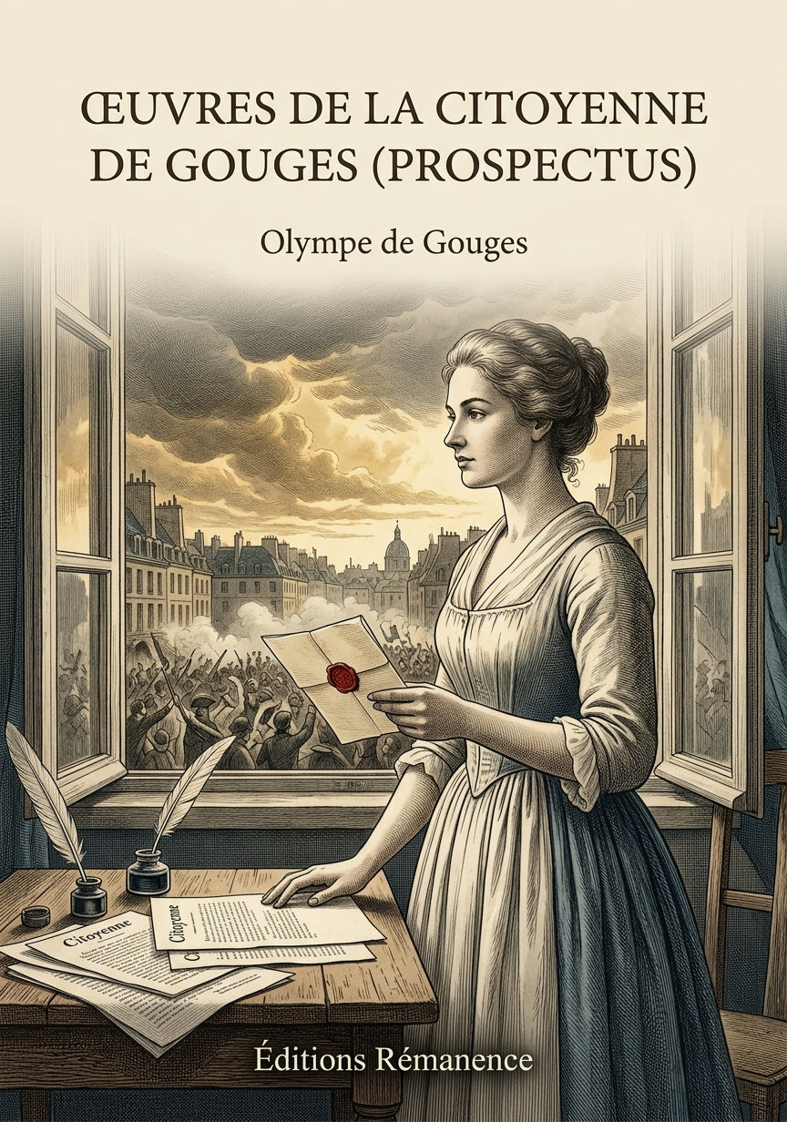 Livre Œuvres de la citoyenne de Gouges (prospectus) par Olympe de Gouges - Couverture - Editions Remanence
