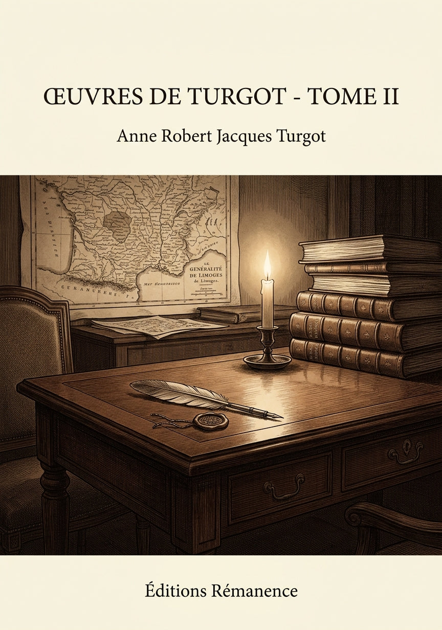 Livre Œuvres de Turgot - Tome II par Anne Robert Jacques Turgot - Couverture - Editions Remanence