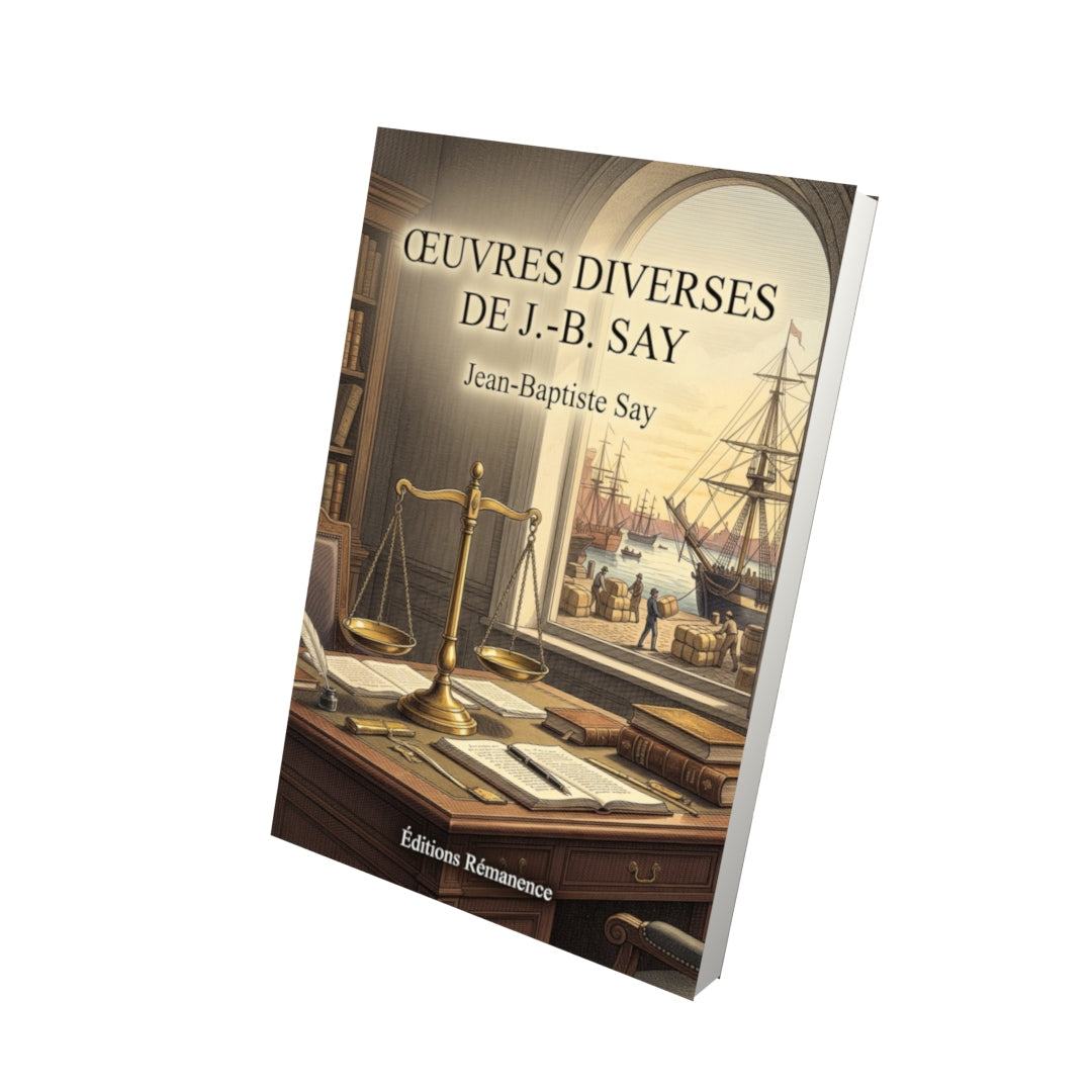Livre Œuvres diverses de J.-B. Say par Jean-Baptiste Say - Vue 3D - Editions Remanence