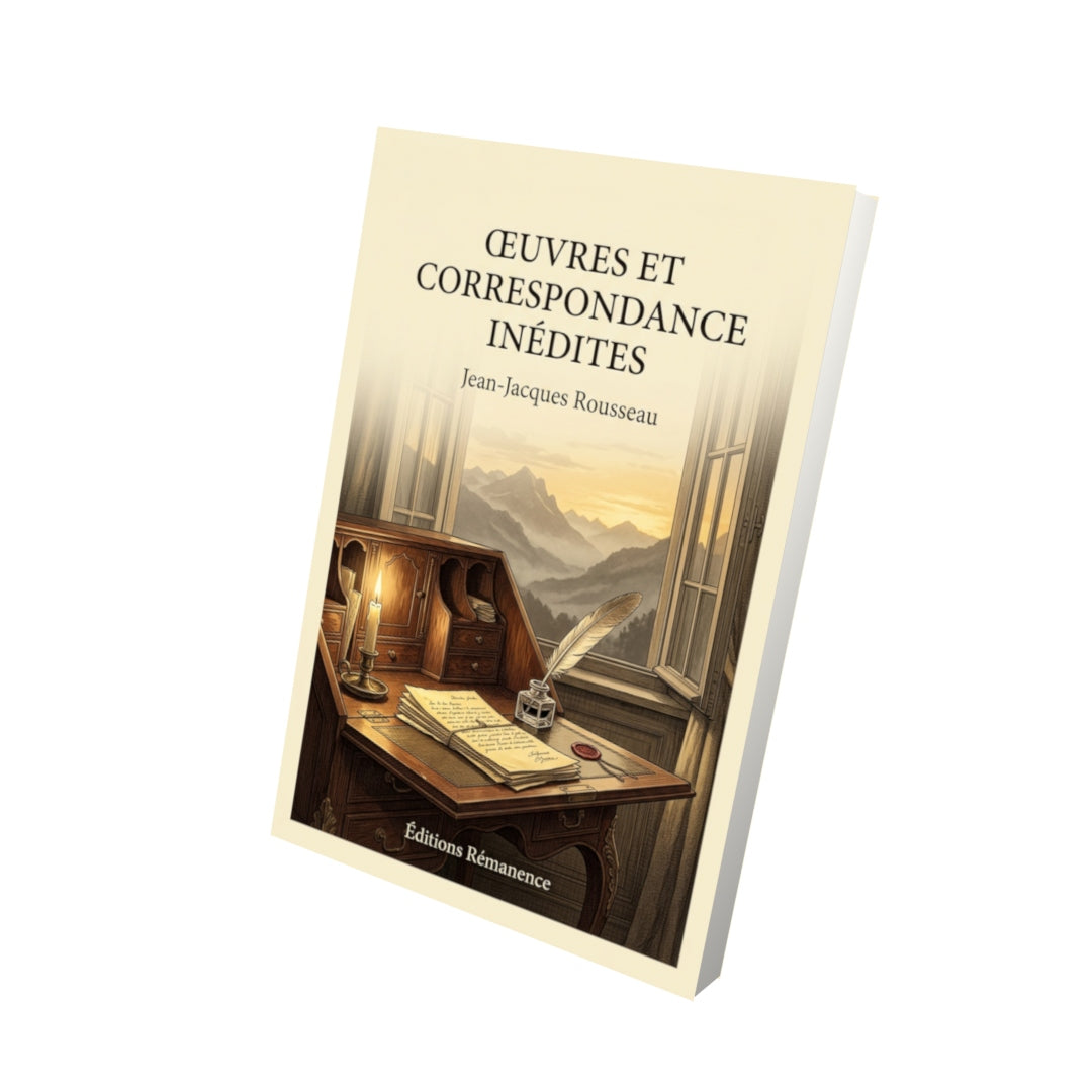 Livre Œuvres et Correspondance inédites par Jean-Jacques Rousseau - Vue 3D - Editions Remanence
