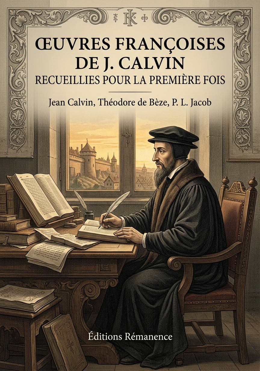 Livre Œuvres françoises de J. Calvin recueillies pour la première fois par Jean Calvin, Théodore de Bèze, P. L. Jacob - Couverture - Editions Remanence