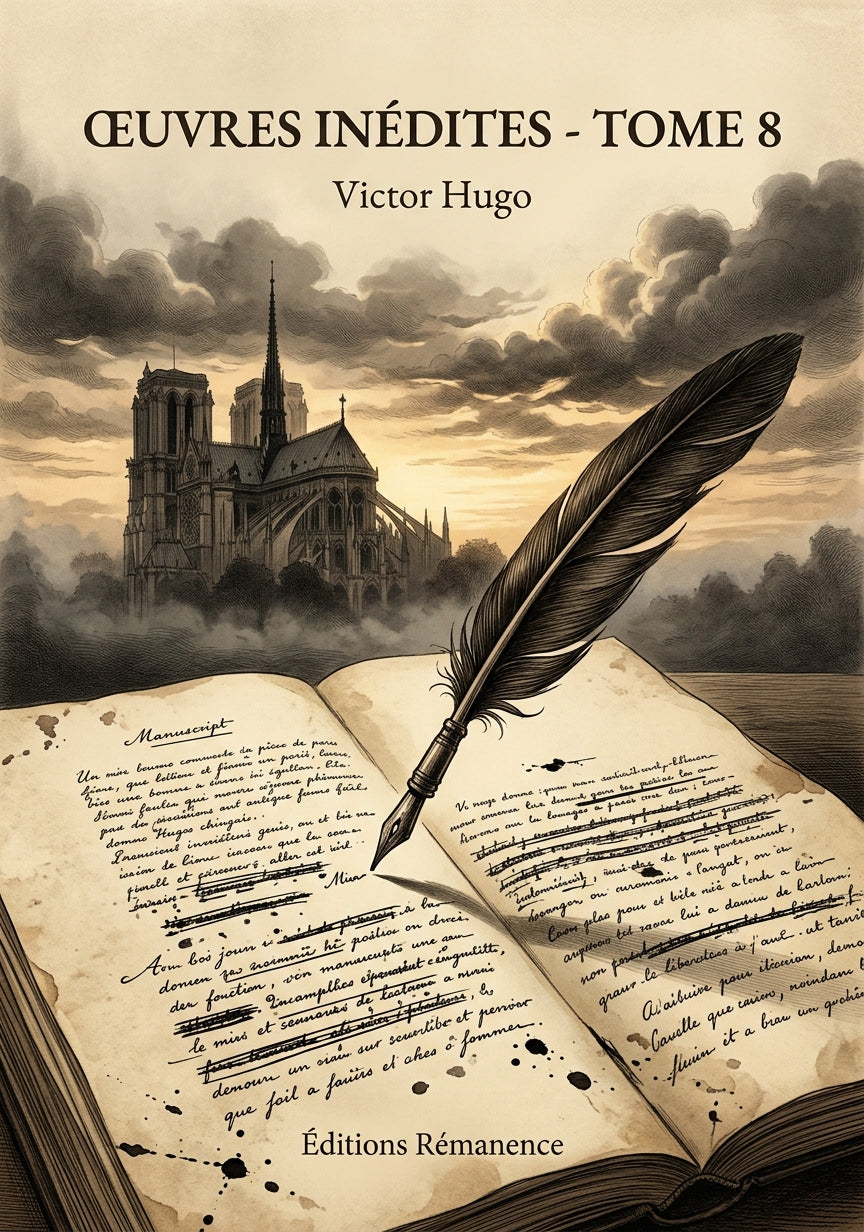 Livre Œuvres inédites - Tome 8 par Victor Hugo - Couverture - Editions Remanence