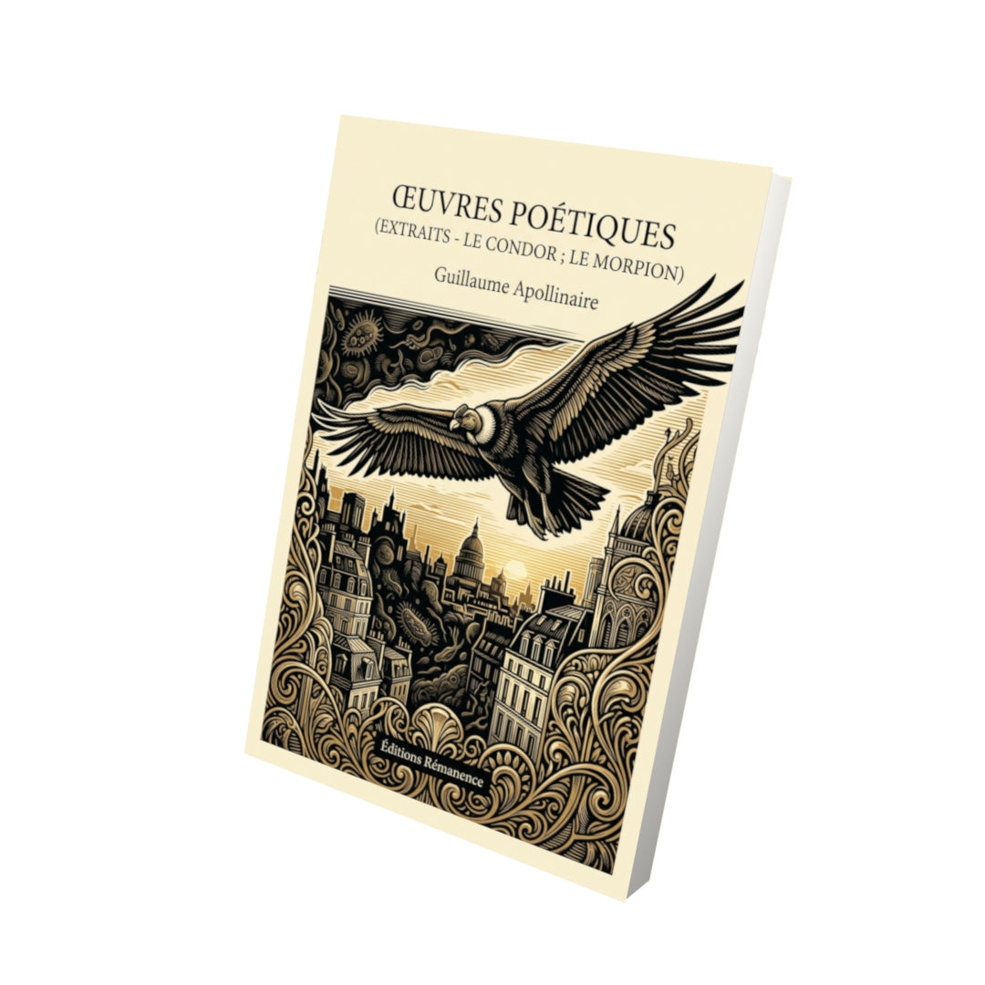 Livre Œuvres poétiques (extraits - Le Condor ; Le Morpion) par Guillaume Apollinaire - Vue 3D - Editions Remanence