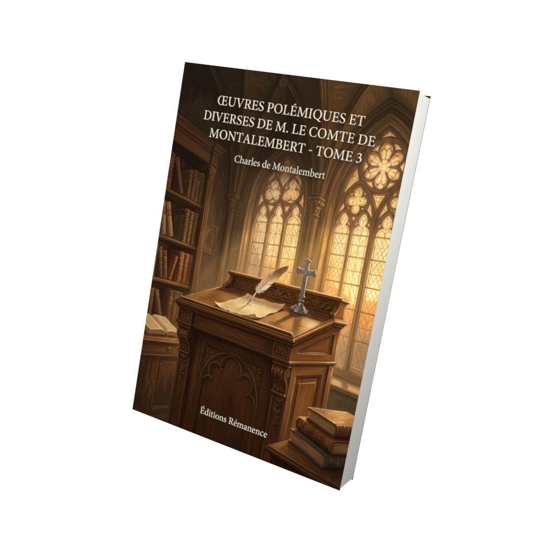 Livre Œuvres polémiques et diverses de M. le comte de Montalembert - Tome 3 par Charles de Montalembert - Vue 3D - Editions Remanence