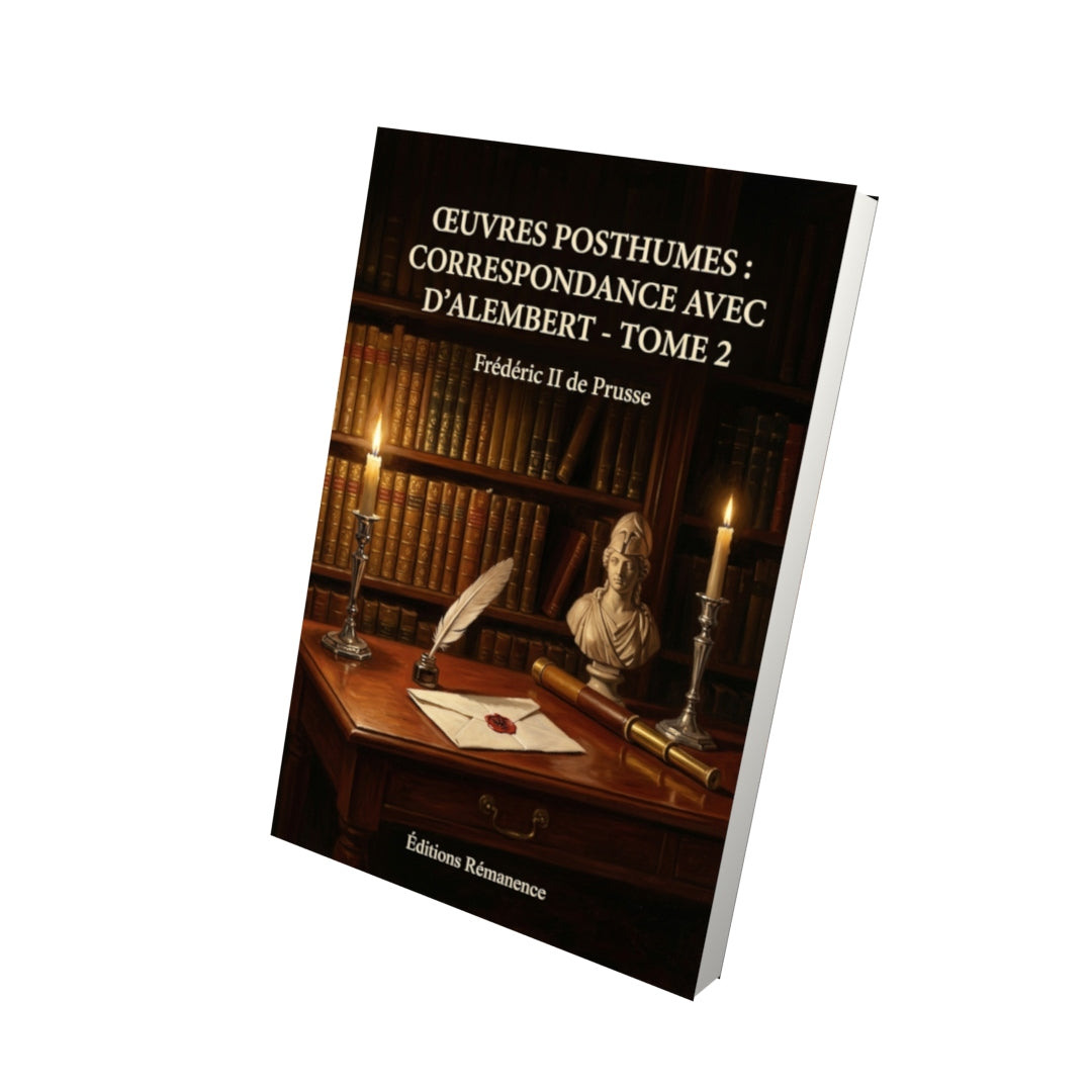 Livre Œuvres posthumes : Correspondance avec d’Alembert - Tome 2 par Frédéric II de Prusse - Vue 3D - Editions Remanence