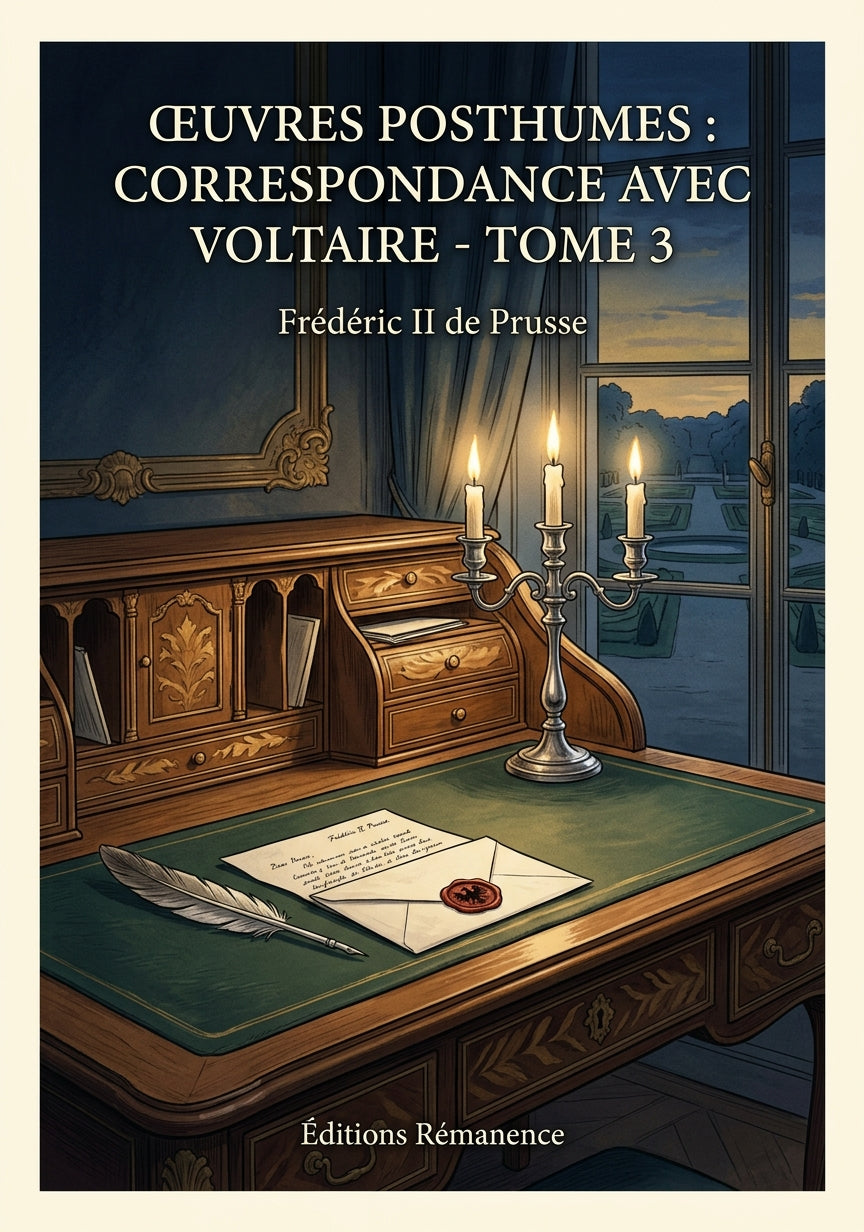 Livre Œuvres posthumes : Correspondance avec Voltaire - Tome 3 par Frédéric II de Prusse - Couverture - Editions Remanence