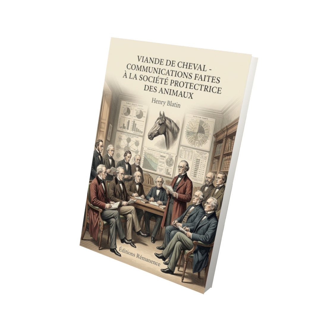 Livre Viande de cheval - Communications faites à la Société protectrice des animaux par Henry Blatin - Vue 3D - Editions Remanence