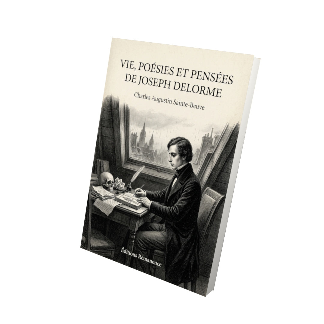 Livre Vie, Poésies et Pensées de Joseph Delorme par Charles Augustin Sainte-Beuve - Vue 3D - Editions Remanence