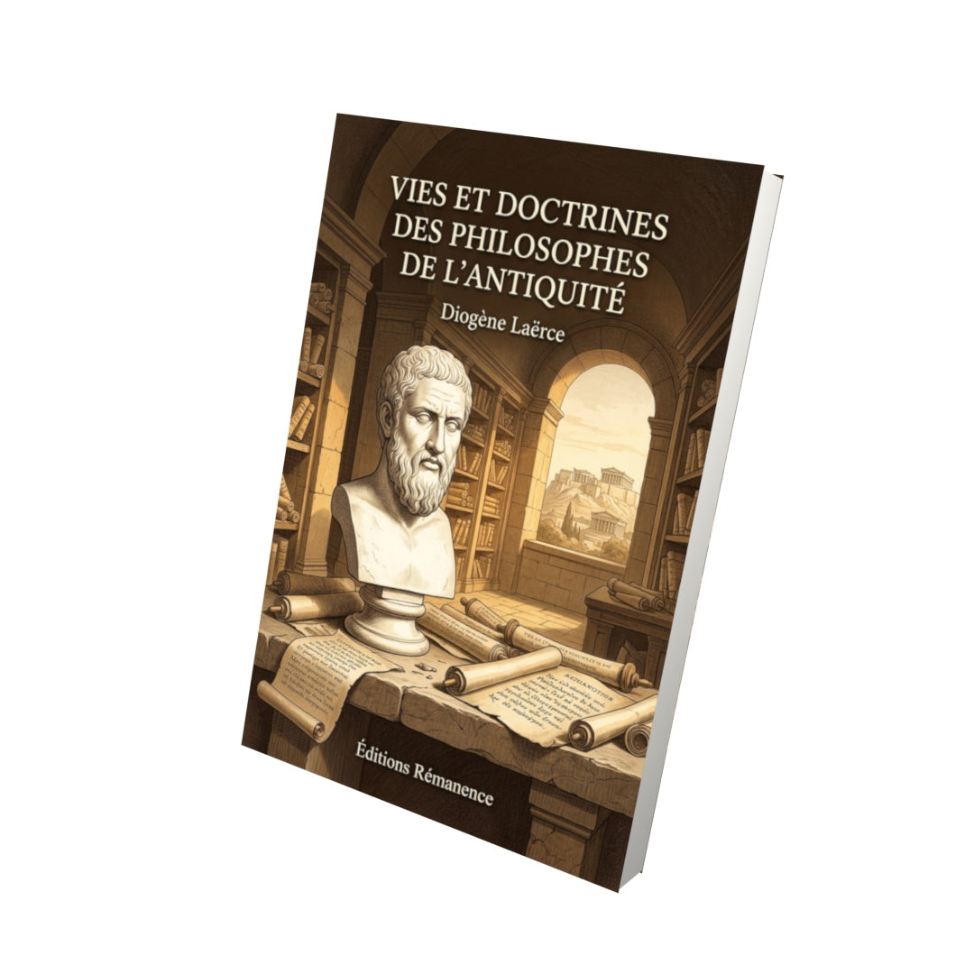 Livre Vies et doctrines des philosophes de l’Antiquité par Diogène Laërce - Vue 3D - Editions Remanence