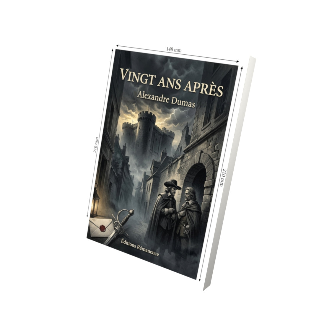 Livre Vingt ans après par Alexandre Dumas - Vue 3D - Editions Remanence