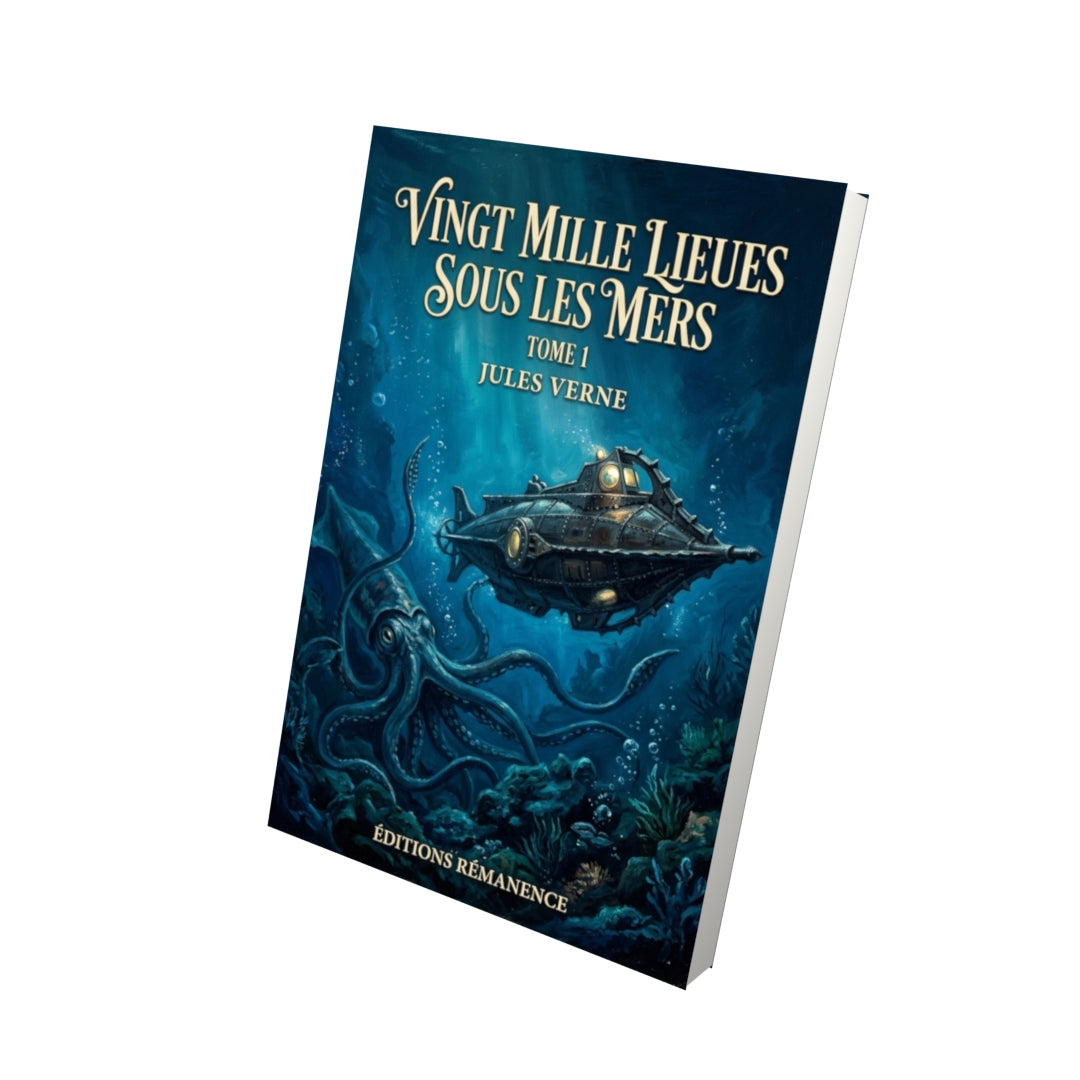 Livre Vingt Mille Lieues Sous Les Mers - Tome 1 - Jules Verne - Vue 3D - Editions Remanence