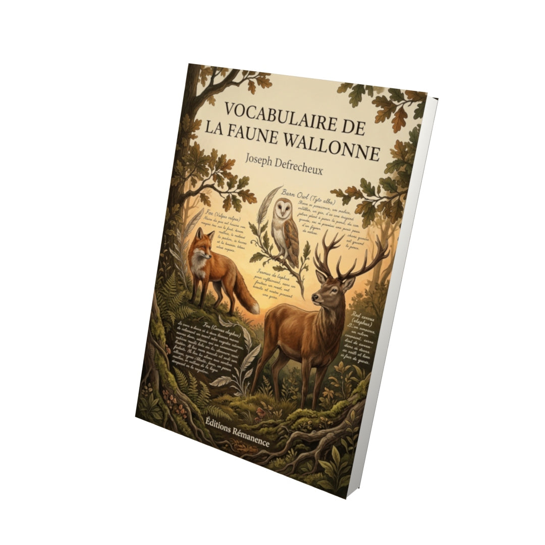 Livre Vocabulaire de la faune wallonne par Joseph Defrecheux - Vue 3D - Editions Remanence