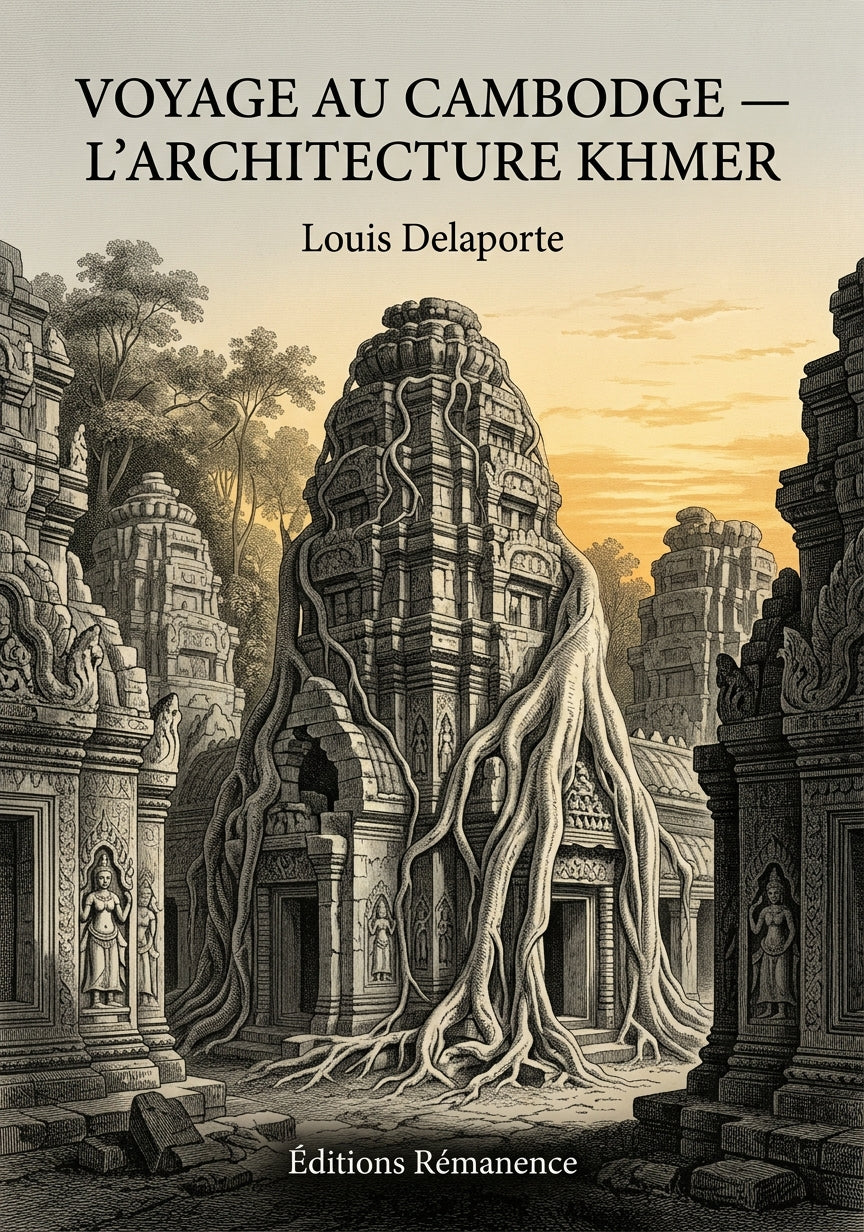 Livre Voyage au Cambodge — L’Architecture khmer par Louis Delaporte - Couverture - Editions Remanence
