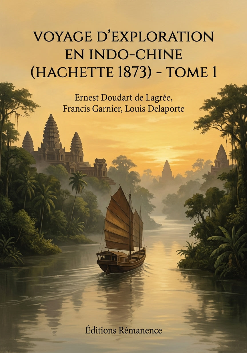 Livre Voyage d’exploration en Indo-Chine (Hachette 1873) - Tome 1 par Ernest Doudart de Lagrée, Francis Garnier, Louis Delaporte - Couverture - Editions Remanence