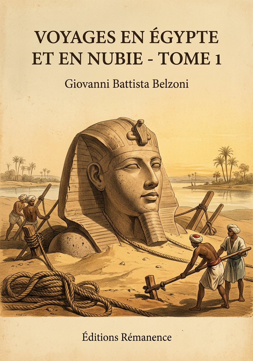 Livre Voyages en Égypte et en Nubie - Tome 1 par Giovanni Battista Belzoni - Couverture - Editions Remanence